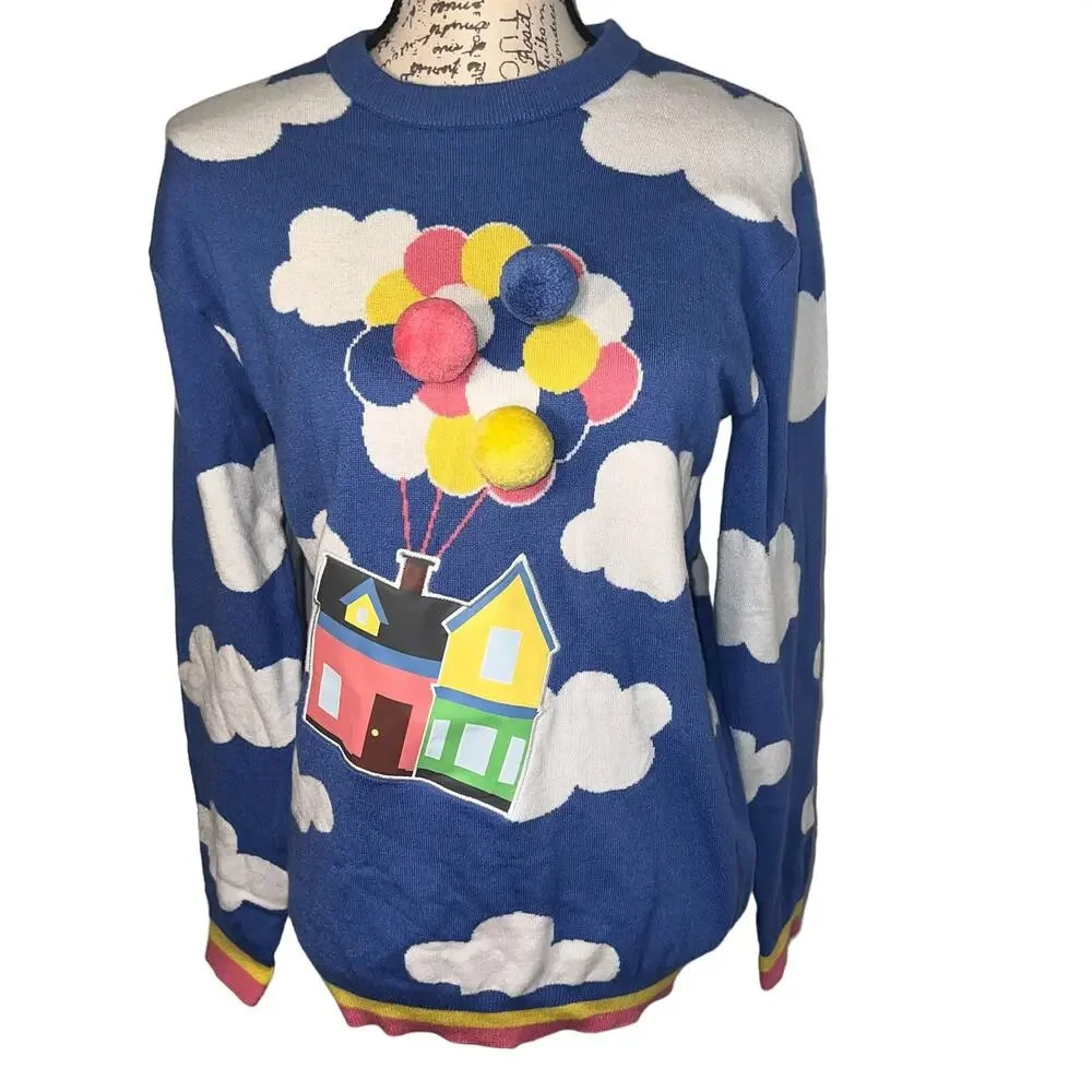 Disney‎ Pixar Up House & 3D Balloons Cloud Sweater Size XS New With Tag